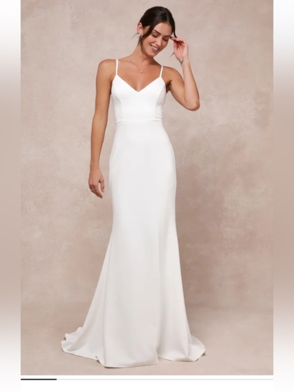 NWT Lulus Feeling of Forever White Sleeveless Mermaid Maxi Dress